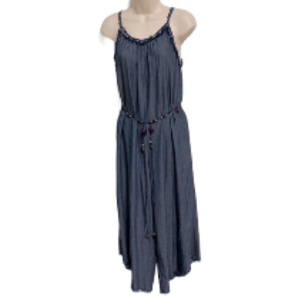 Romper Jumpsuit Chambray Denim Wide Leg Lightweight Cami  Culottes Womens Small